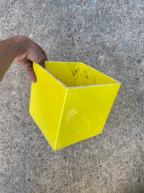 Ceramic Bright Yellow Planter, 7" all sides