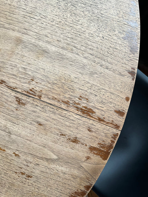 Vintage Round Wood Dining Table, W44xH29"