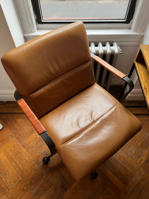 West Elm Cooper Mid-Century Leather Swivel Office Chair