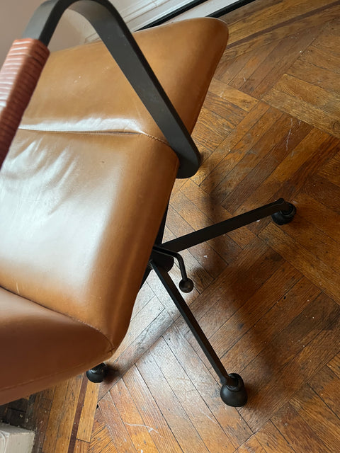 West Elm Cooper Mid-Century Leather Swivel Office Chair