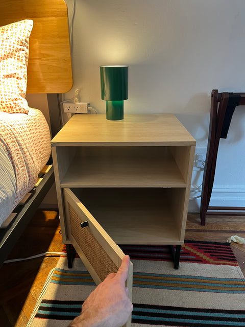Nathan James Rattan & Wood Storage Nightstand, W19xD17xH22"