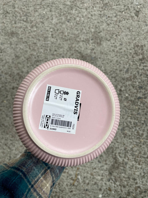 Pink Ribbed Planter