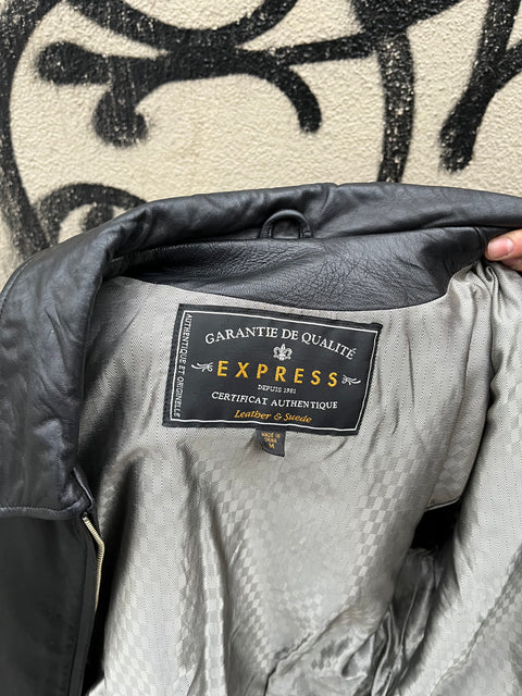 Stylish Black Leather & Suede Jacket, Size M