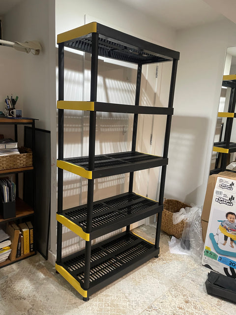 Black Plastic Storage Shelving Unit, 72"x35"x16"