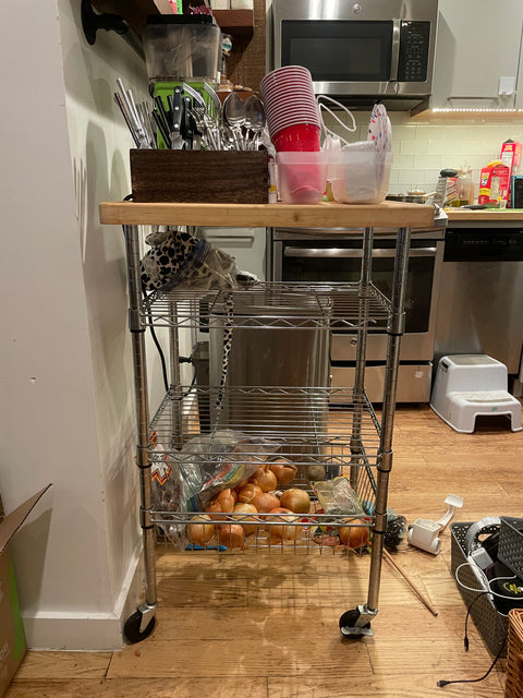 Rolling Kitchen Island Organizer, 34x24x24"
