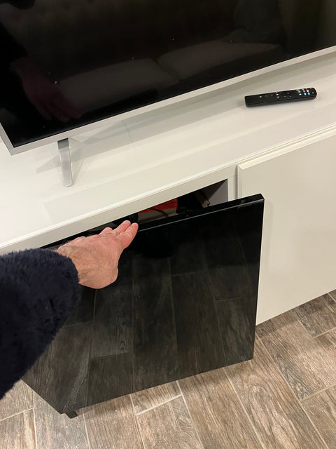 Modern Black & White High-gloss TV Stand, W71xD16xH29"