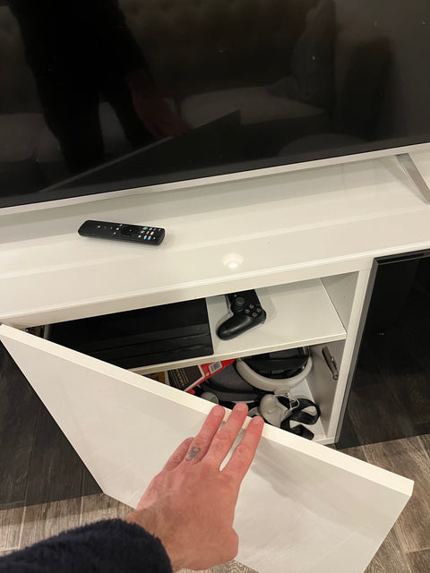 Modern Black & White High-gloss TV Stand, W71xD16xH29"