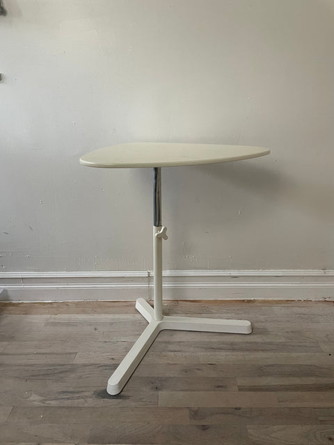 White Adjustable Side Table, W23"