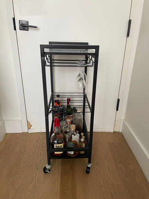 Rolling Metal Bar Cart, 12x17x35"