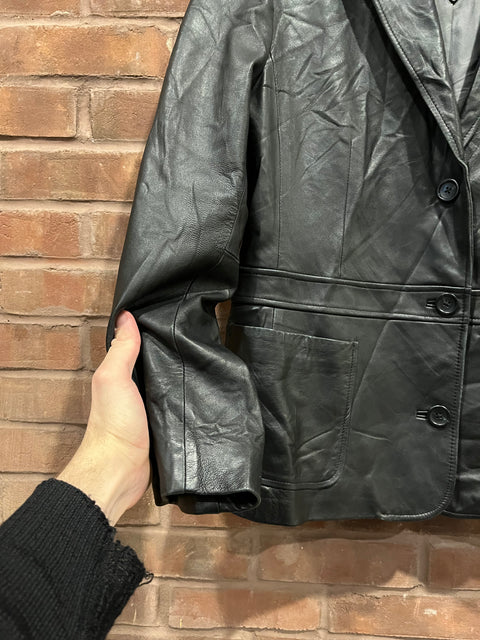 Vintage Valerie Stevens Leather Blazer, Size Women XL
