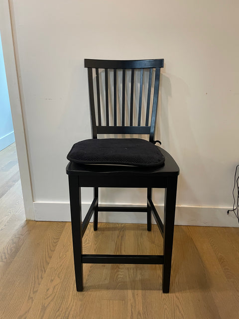 Pair of Sleek Black Bar Stools, 40"