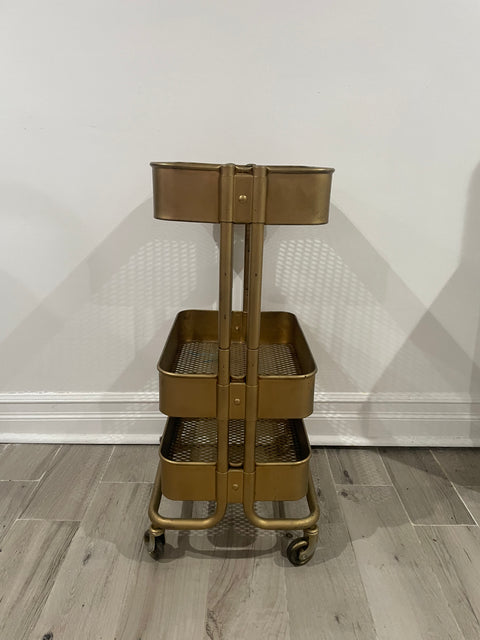 Gold Rolling Utility Cart, W16xD12xH31in