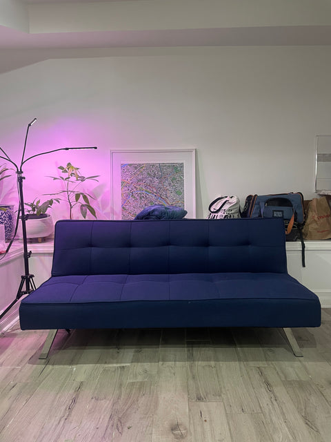 Blue Tufted Convertible Sofa Sleeper, W67xD39xH14in