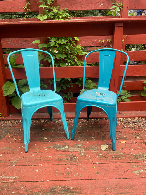 Two More Blue Metal Outdoor Chairs