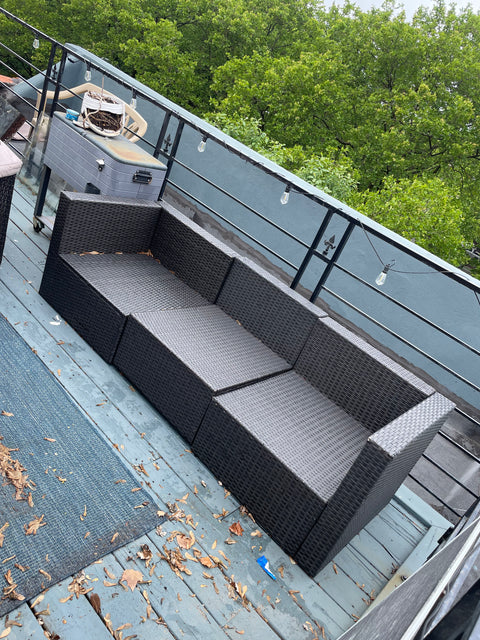 Rattan Outdoor Sectional Sofa, 84x44"