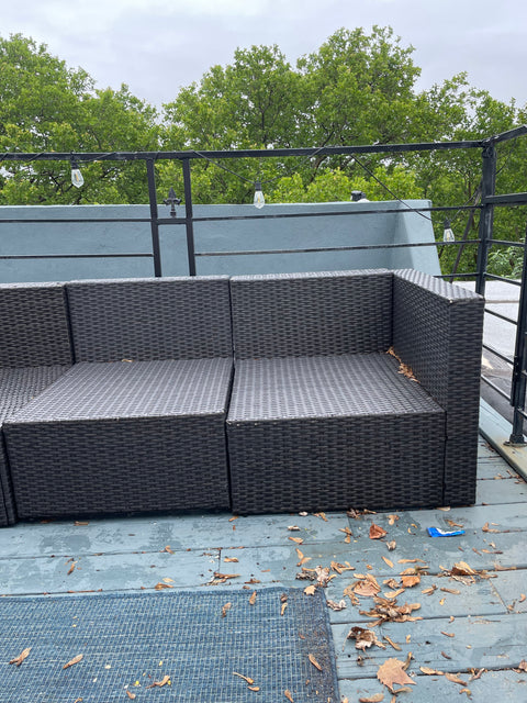 Rattan Outdoor Sectional Sofa, 84x44"