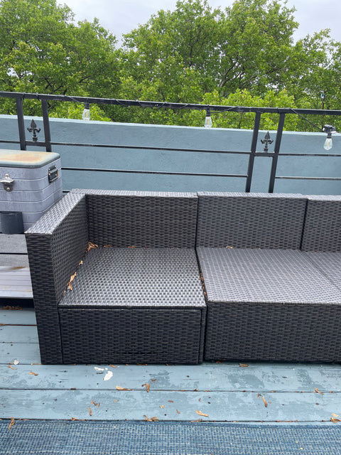 Rattan Outdoor Sectional Sofa, 84x44"