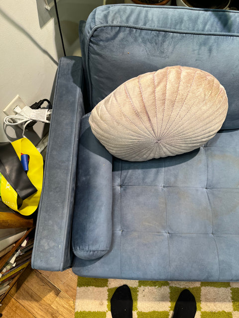 Blue Velvet Loveseat That Could Use A Wash, W59xD31xH23"