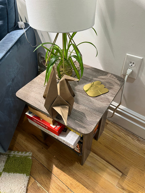Small Two-tier Rustic Gray End Table, W15.5xD15.5xH18"