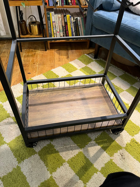 Industrial-style Rolling Side Table/bar Cart, W24xD16xH34"