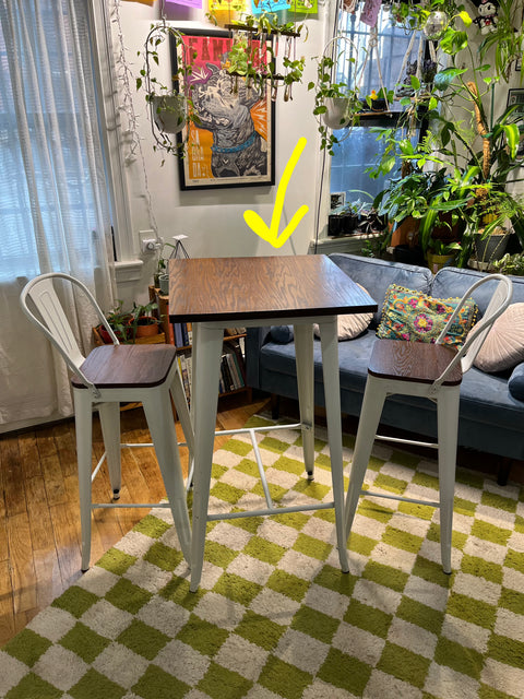 High Dining Table With Wood Top & Sturdy Metal Frame, W24xL24xH41.5"