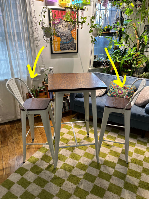Two Bar Stools With Wood Top & Sturdy Metal Frame, H30"