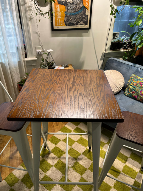 High Dining Table With Wood Top & Sturdy Metal Frame, W24xL24xH41.5"