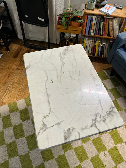 Used Fake Marble Folding Snack Table, W20xL29xH28"