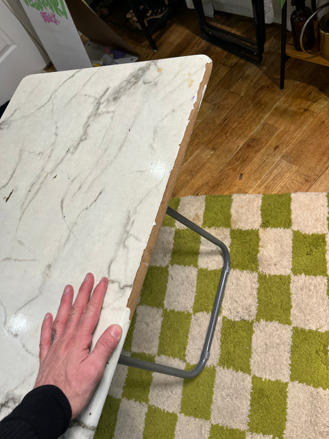 Used Fake Marble Folding Snack Table, W20xL29xH28"