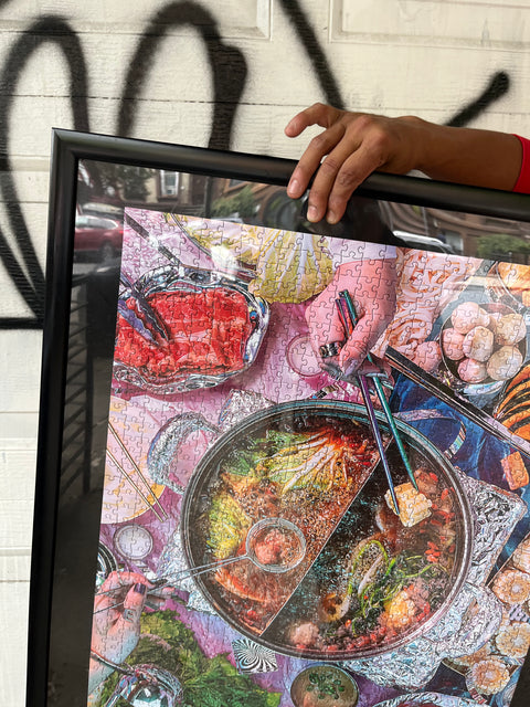 Giant Framed Hot Pot Puzzle Art, 26x31"