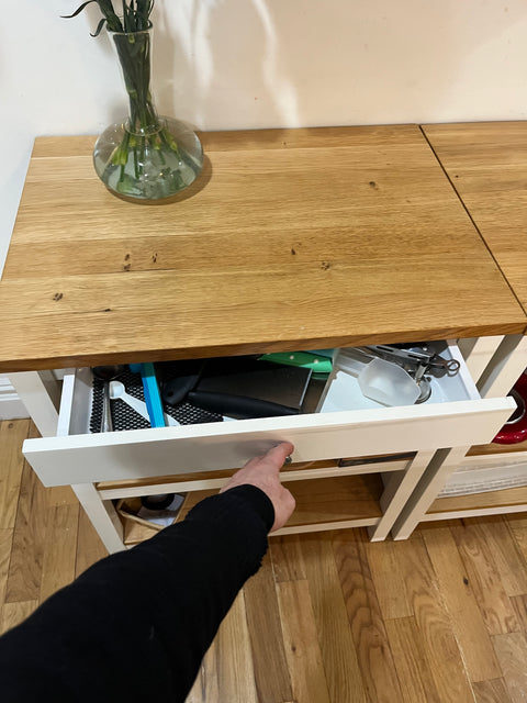 IKEA TORNVIKEN Kitchen Island With Nice Oak Wood, With Drawer, W28.5xD20.5xH35.5"