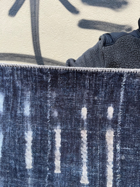 Faded/Lightly Stained Blue Area Rug Perfect To Create A Vibe In A Music Studio