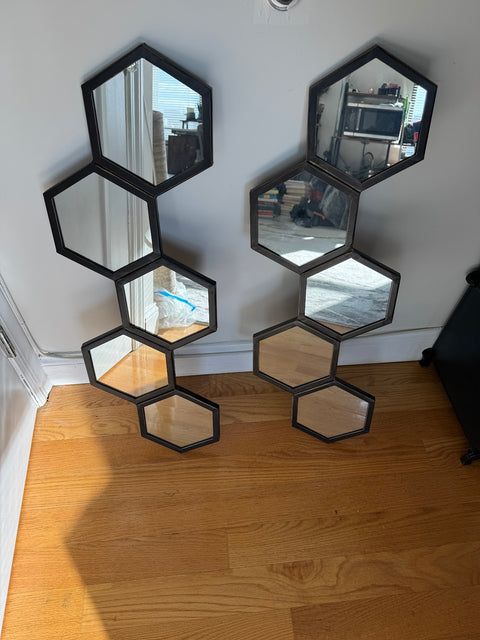 Two 5-piece Hexagonal Mirrors, 35”x11” Each