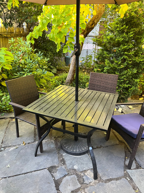 Phi Villa Metal Steel Slat Patio Table, 37x37"