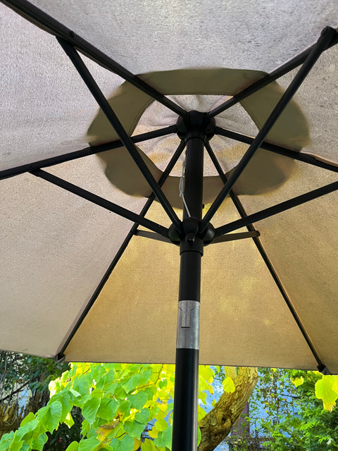 Patio Umbrella & Stand with Crank and Push Button to Tilt
