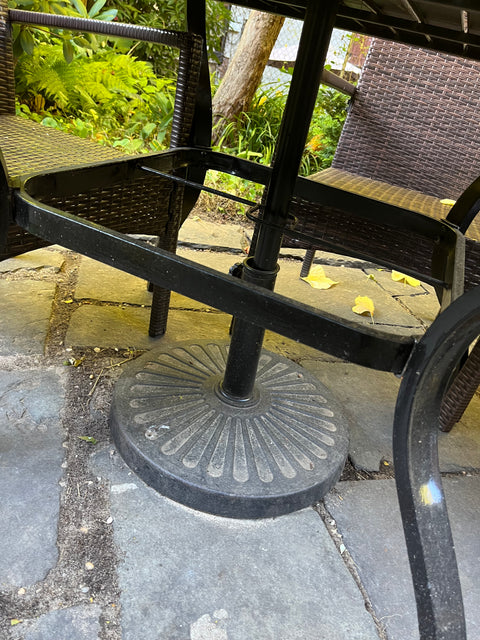 Phi Villa Metal Steel Slat Patio Table, 37x37"