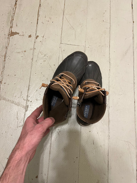 Sperry Brown Duck Ankle Boots, Size US 8W or EU 39