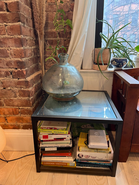 Modern Wood And Mirror End Table, W20.5xD20.5xH17"