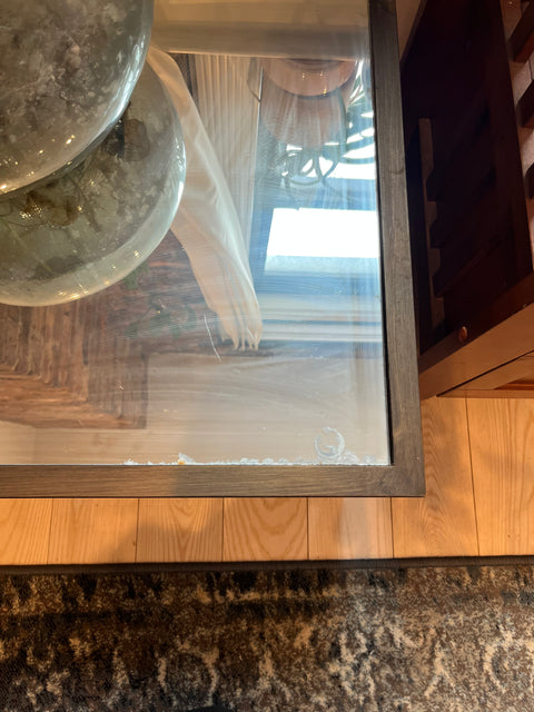 Modern Wood And Mirror End Table, W20.5xD20.5xH17"