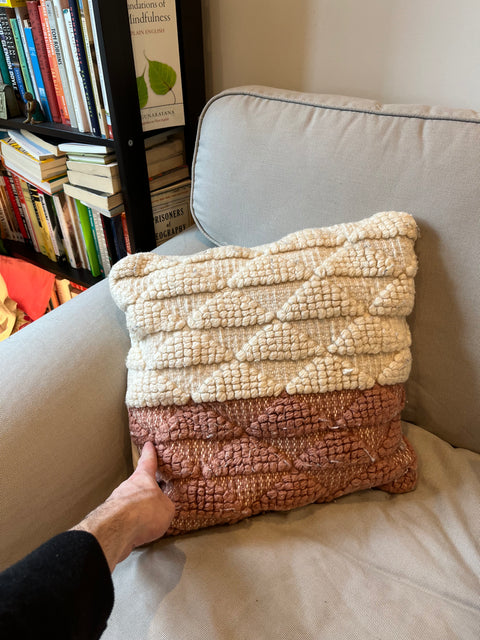 Textured Handwoven Throw Pillow, 15x15"