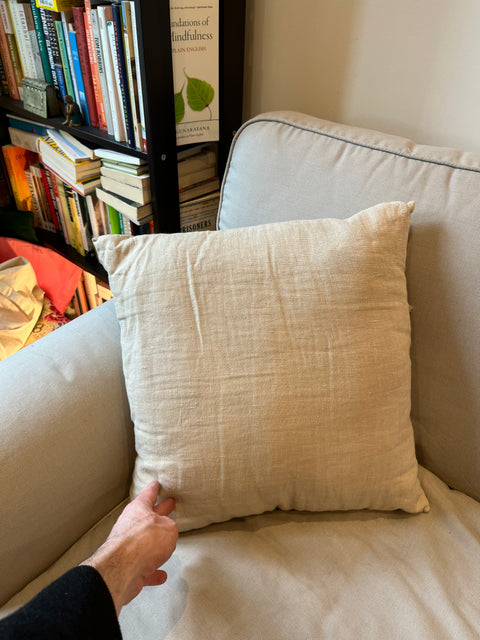 Beige Linen Throw Pillow, 17x17"