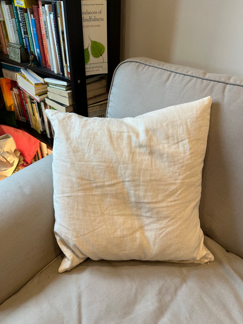 Off-white Linen Throw Pillow, 17x17"