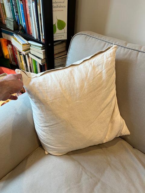 Off-white Linen Throw Pillow, 17x17"
