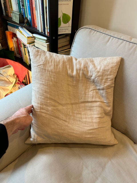 Light Gray Linen Throw Pillow, 17x17"