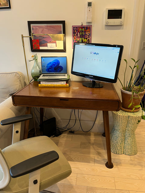 Mid Century Style Rubberwood Writing Desk, W39xD24xH29"