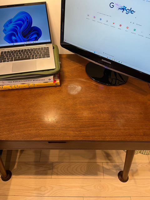 Mid Century Style Rubberwood Writing Desk, W39xD24xH29"