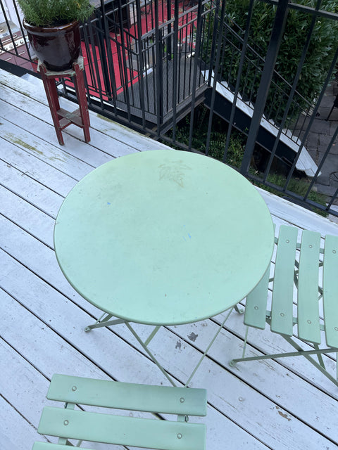 Sage Green Folding Bistro Table, 23" Wide
