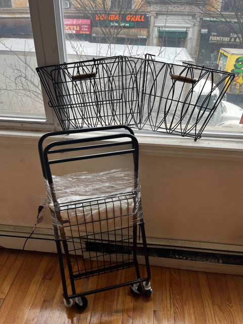 Artesa Verona Collapsible Metal Laundry Cart with Removable Basket