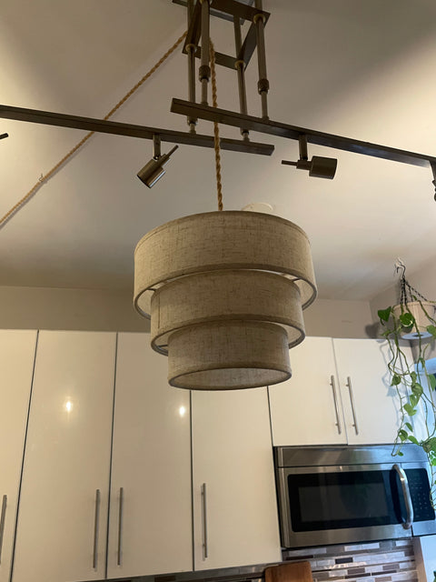 Another Linen Tiered Drum Pendant Light