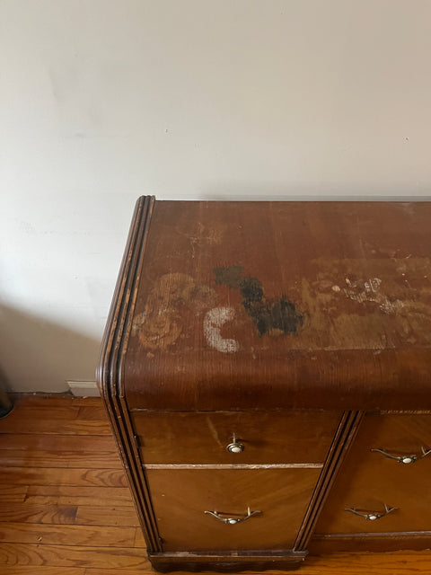 Antique (& Heavy) Wooden Dresser That Needs Love, W58xD21xH36"